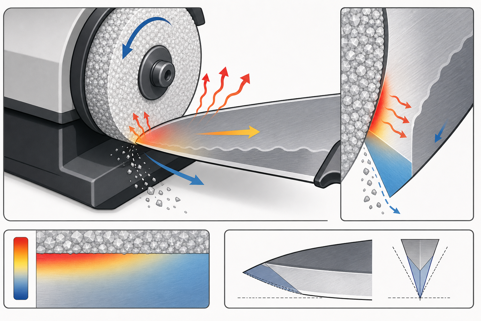 Schéma des mécanismes : abrasion, friction et chaleur